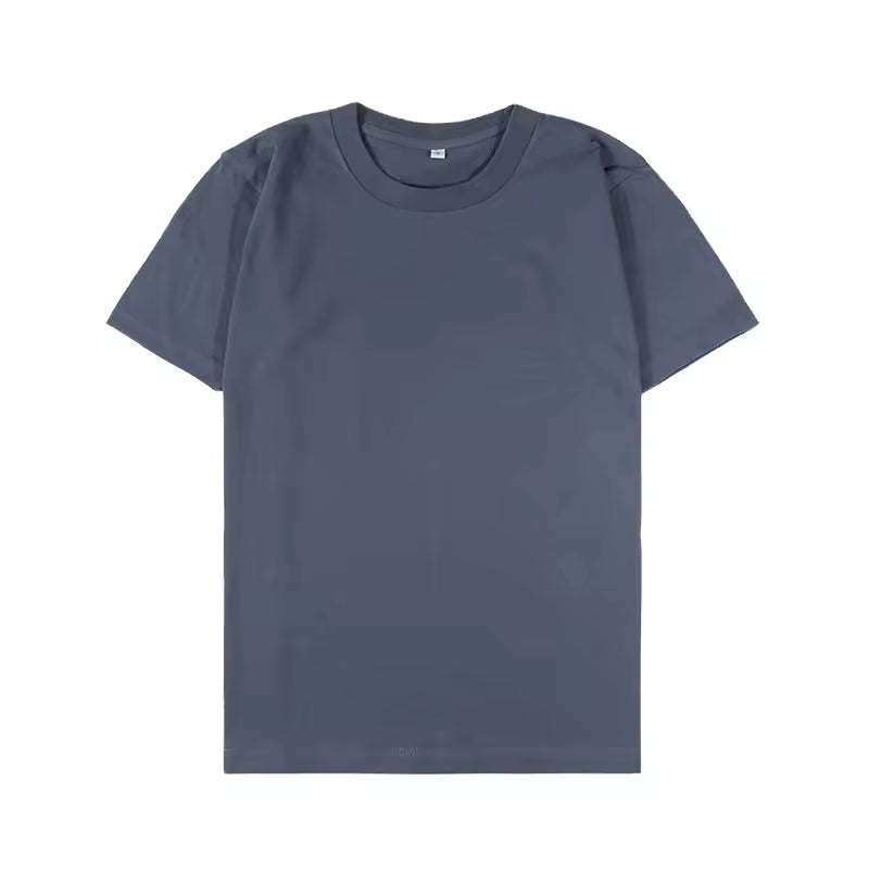 Men T-shirt Pure Cotton Solid Color 0--neck T-shirt Corporate Group Clothing